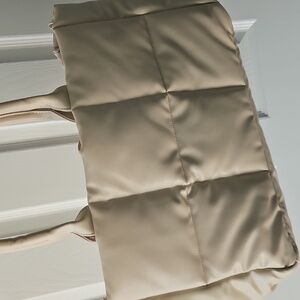 Beige Quilted Tote Bag